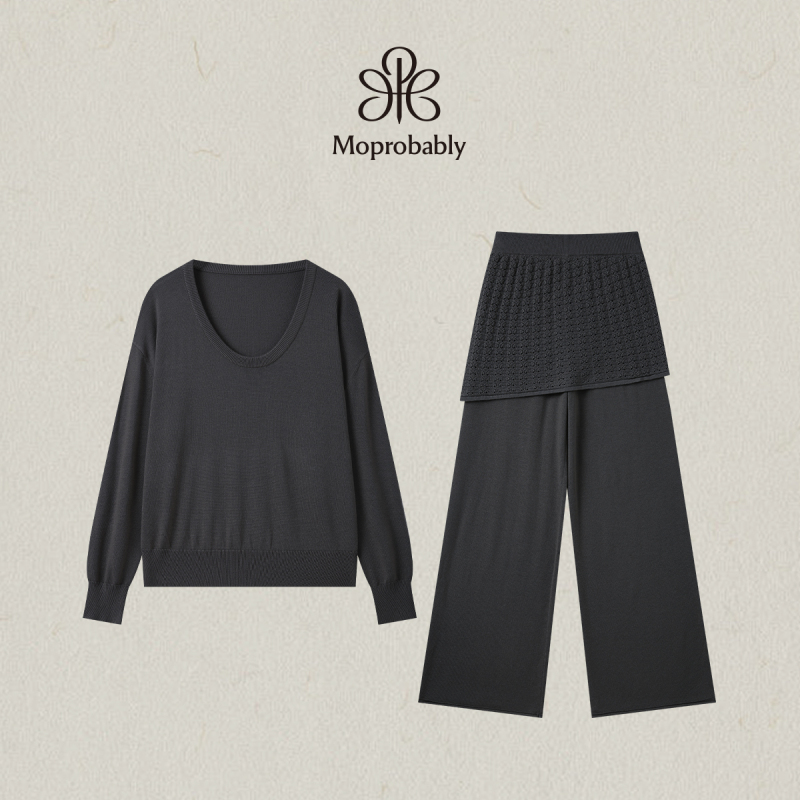 Moprobably Li Ynuo's "Longing for Autumn" Mulberry Silk Wool Lazy Chic Two-Piece Set Moprobably Li Ynuo's "Longing for Autumn" Mulberry Silk Wool Lazy Chic Two-Piece Set