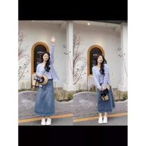 2024 spring Li Xiaosha striped fantasy fat plus size womens spring new style temperament knitted striped two-piece set