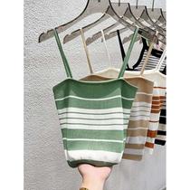 Ice Silk Camisole Womens Summer Bottoming Knitted Sleeveless T-Shirt Top Internet Celebrity French Super Hot and Sweet