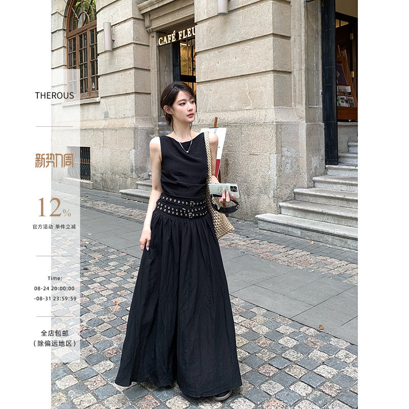 Xie Bu Rou Round-Neck Sleeveless Tank Dress for Women, Spring and Summer, Elegant, Slim-Fitting, Stylish A-Line Slip Dress