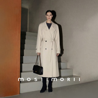 MOSIIMORII[Mist Poetry Notes]Зимний пуховик-тренч женский с отложным воротником, приталенный, на 90% из белого гусиного пуха