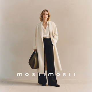 MOSIIMORII[Коллекция Twilight Snow Winter]шерстяное пальто для женщин, модель зима 2026, черное шерстяное пальто средней длины