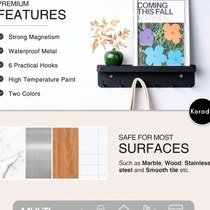 Wall Keychain Self Adhesive Key Holder Wall Mount Organizer with Door Entryway and Office Hooks Black