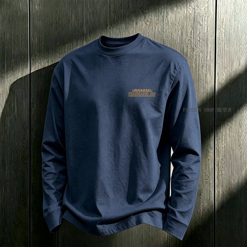 Long-Sleeved Base Shirt, Trendy Brand Casual and Stylish Men's Wear, Pure Cotton T-Shirt, Autumn Lazy Househusband Style Outfit Top Long-Sleeved Base Shirt, Trendy Brand Casual and Stylish Men's Wear, Pure Cotton T-Shirt, Autumn Lazy Househusband Style Outfit Top