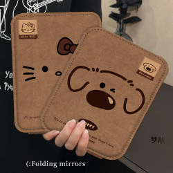 Brown Edge Large Foldable Makeup Mirror for Outgoing For Home Dormitory Office Double-sided Flip-on HD Mirror