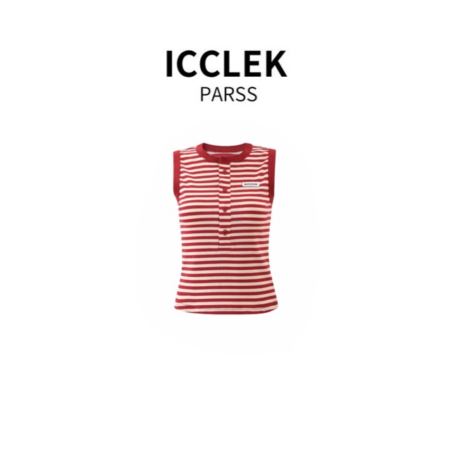 Icclek Parss 2025 Spring/Summer New Fashion Simple Versatile Top Striped Age-Reducing Vest-5692