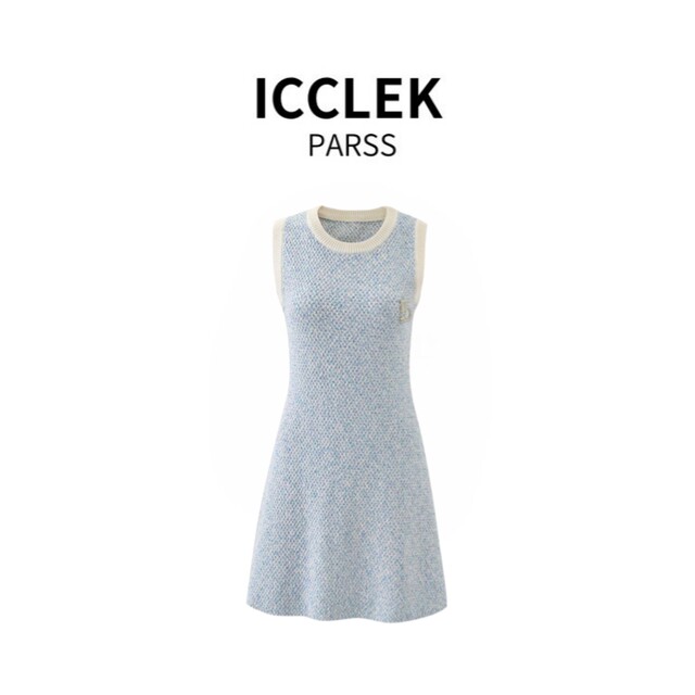 Icclek Parss 2025 Autumn New Fashion Simple Versatile Slimming Sleeveless Dress-1346