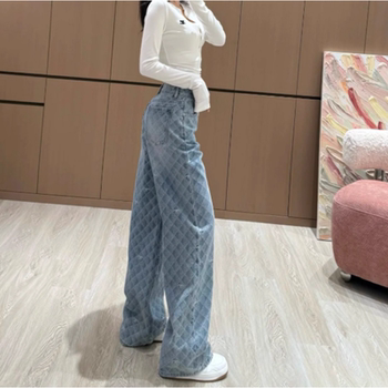 Icclek Parss Autumn New Simple Versatile Jeans High-End Light Color Slimming Straight Pants-1125