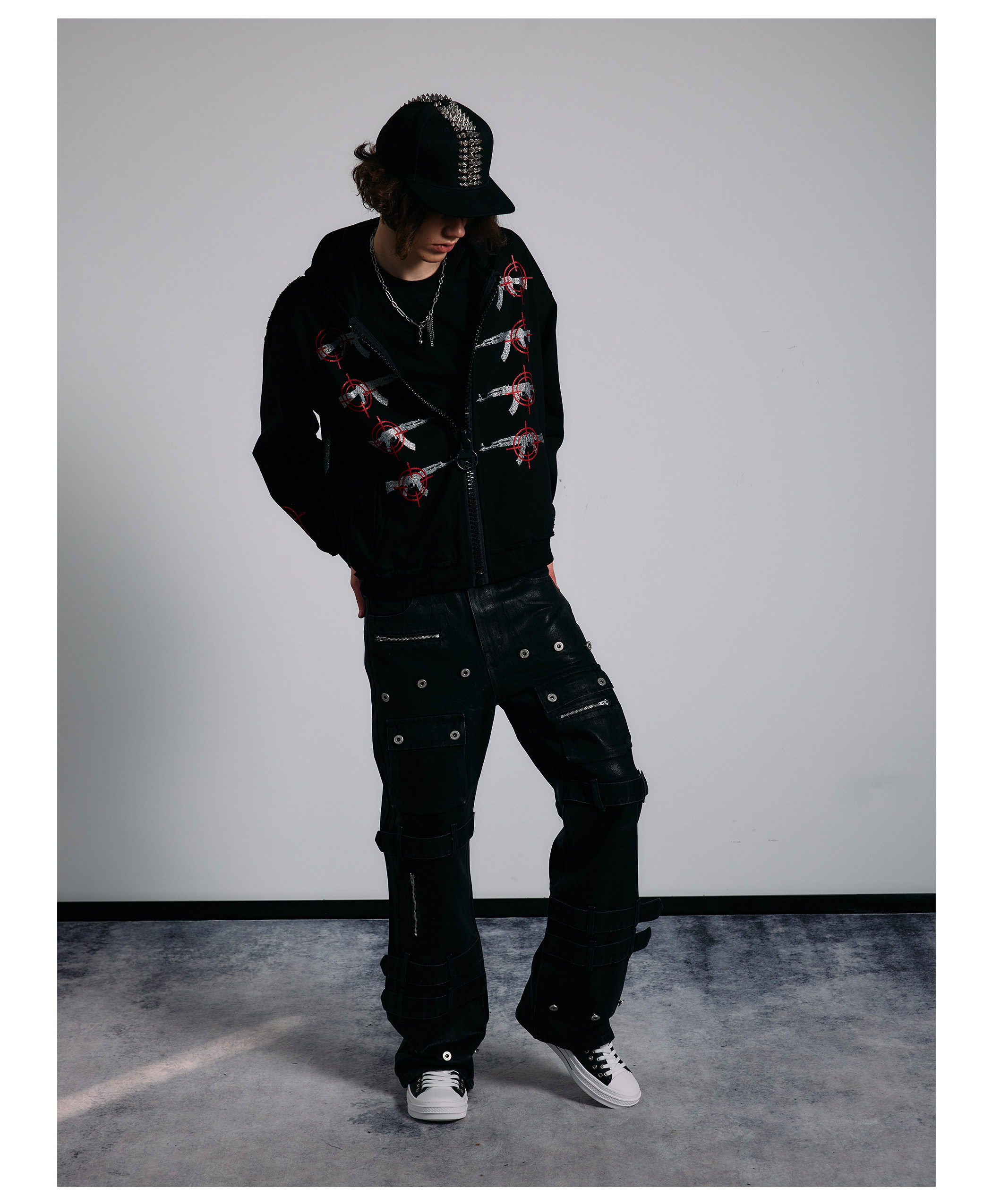PAIKI Glitter Gun Zip-Up Hoodie