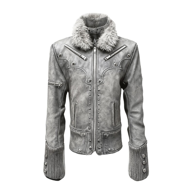 Paiki Night Walk/Pearl Washed Vintage Pu Leather Jacket with Detachable Fur Collar, Slim Fit Outerwear for Men and Women