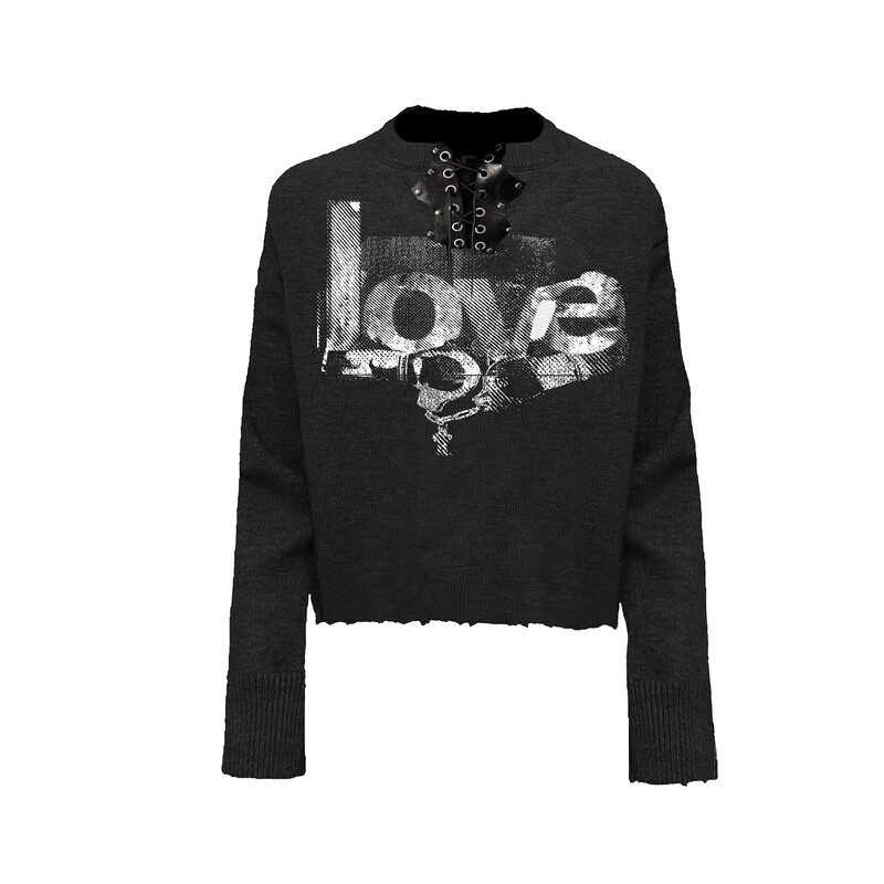 Paiki'Holy Feather Ember''Ember Love' Henry Collar Slim Fit Sweater Versatile Trendy Autumn and Winter Unisex