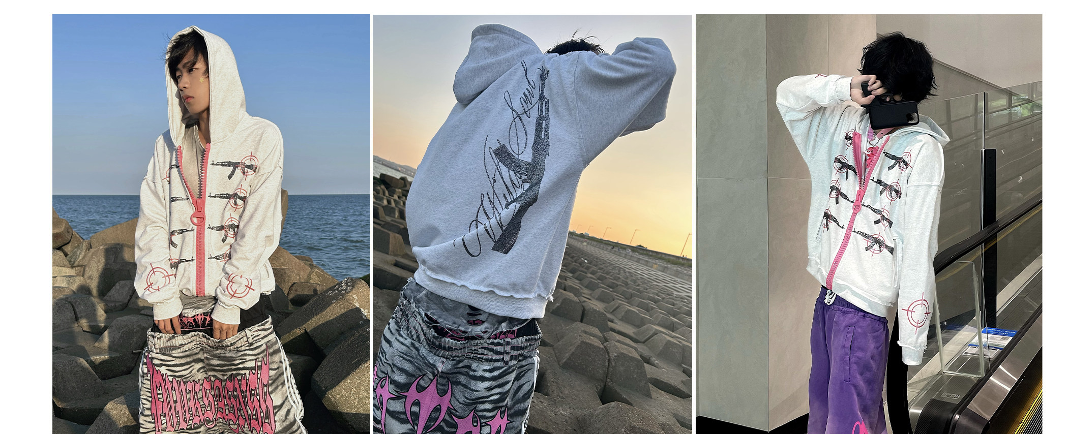 PAIKI Glitter Gun Zip-Up Hoodie