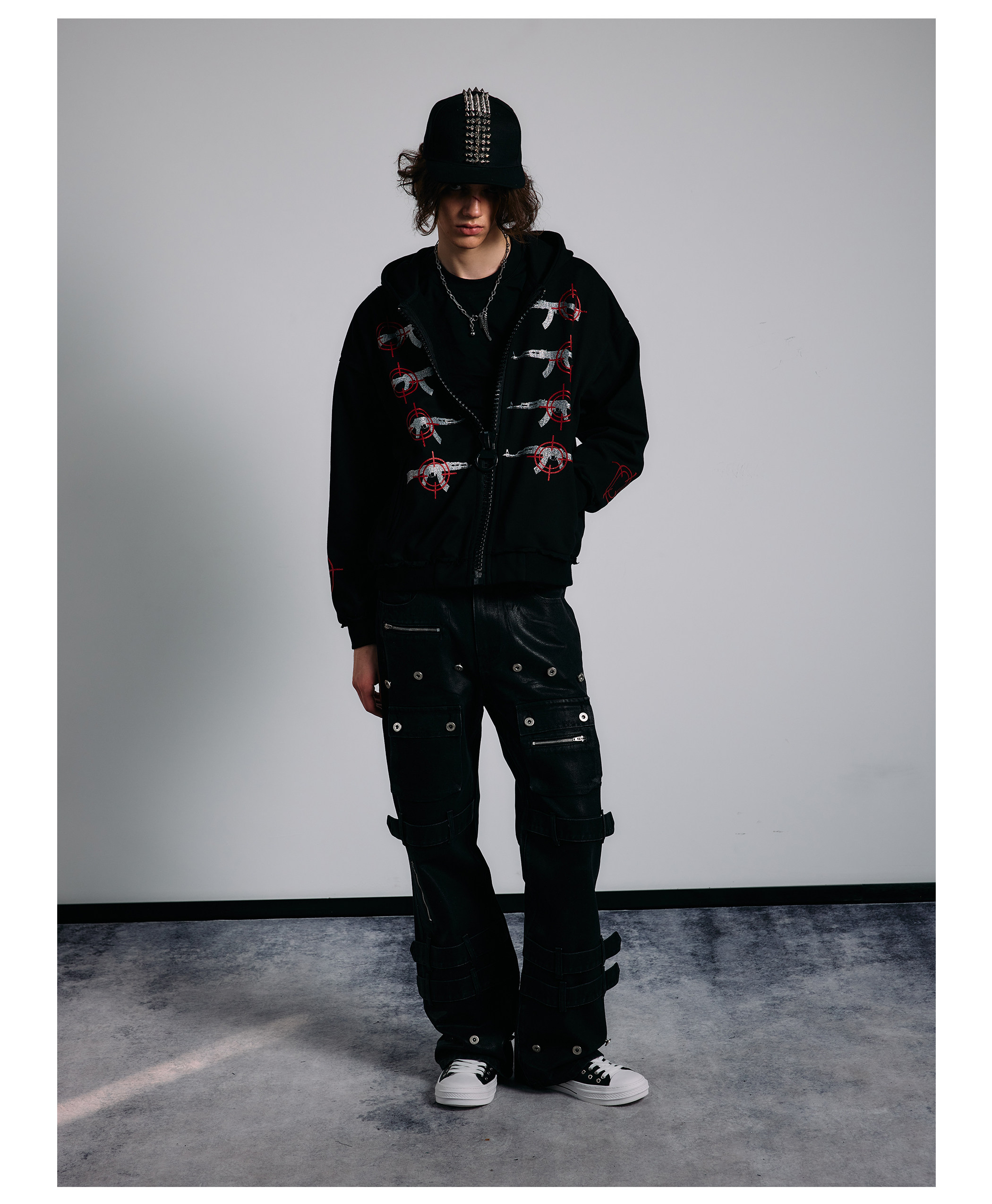 PAIKI Glitter Gun Zip-Up Hoodie