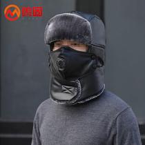 Minggu PU Lei Feng hat thickened warm ear protection outdoor work cold hat black M (56-58cm) MG-TB-