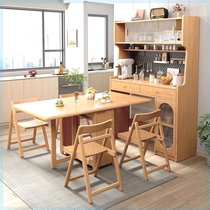 All solid wood sideboard dining table integrated small apartment foldable telescopic storage cabinet Japanese wine cabinet wall storage cabinet
