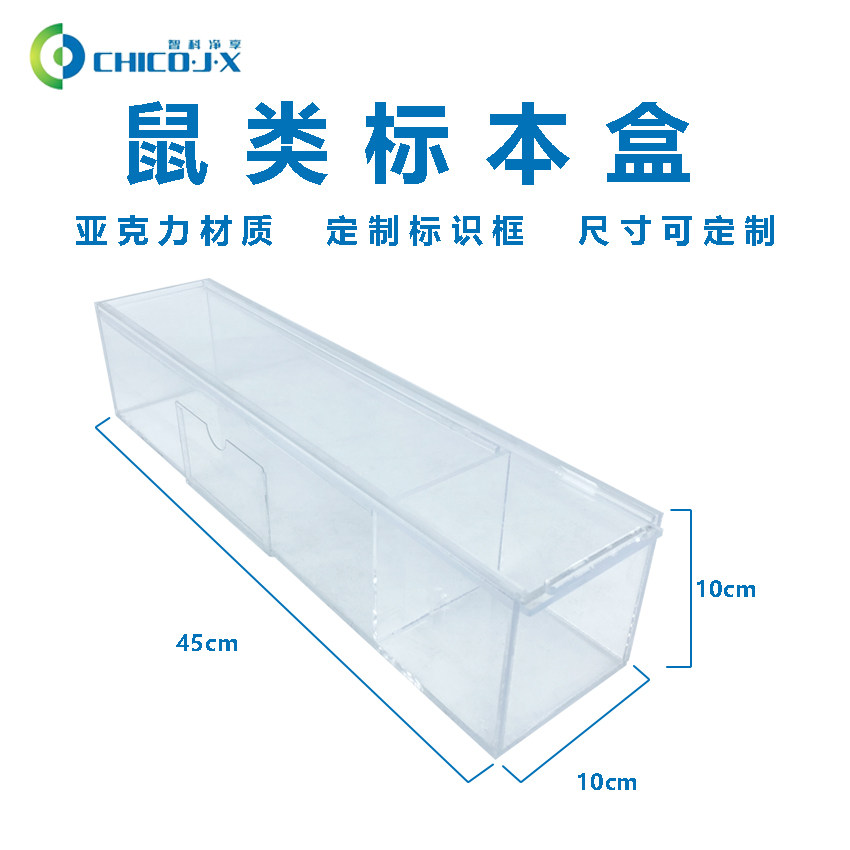 鼠类标本盒亚克力全透明标本展示盒松鼠老鼠标本保存45*10*10cm