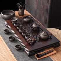 Tea set set for home simple and modern home use walnut color drainage tea tray tea set set for small apartment Zisha Gong