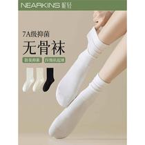 Confinement socks womens mid-calf pile socks spring and autumn pure cotton 7a antibacterial and deodorant summer thin white boneless socks pure cotton