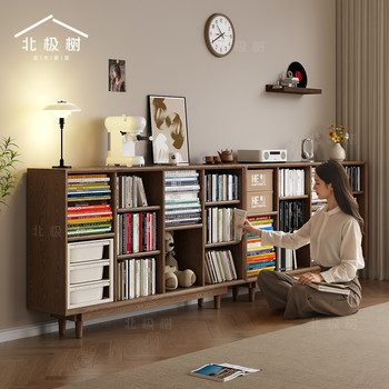 Solid wood bookshelves floor-standing storage racks living room against wall