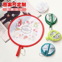 Summer Yen Fan New Cartoon Flying Disc Folding Group Fan Portable Mini Folding Fan Travel Advertising Bespoke Custom Fan