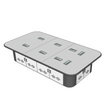 Dubier customized conference table with steel and wood combination with 8 multimedia wires XM-WZ-32