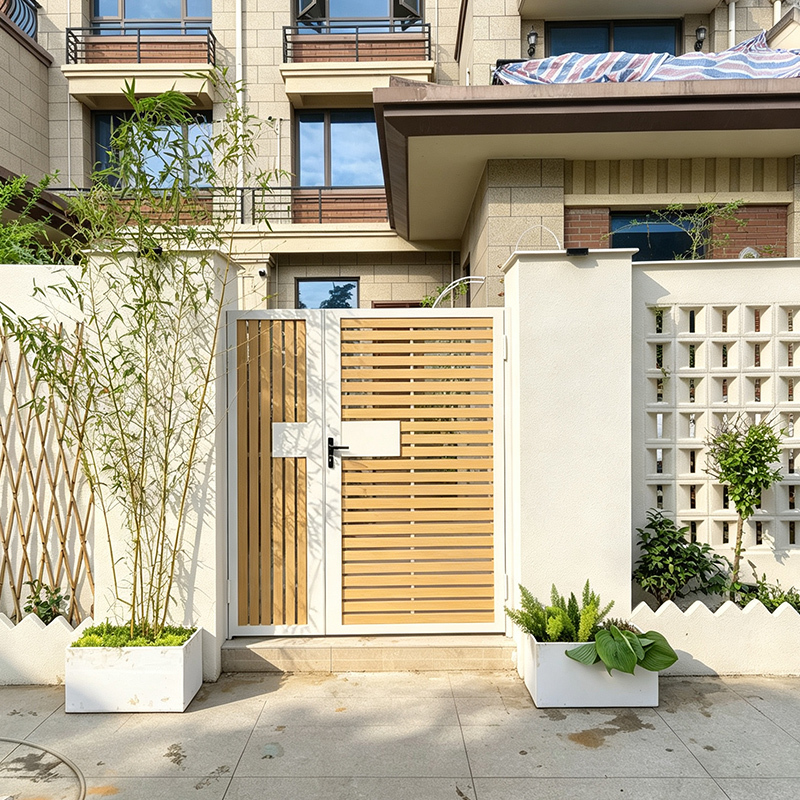 Aluminum Alloy Wood Grain Aluminum Villa Door Wrought Iron Courtyard Door Garden Door Outdoor Community Guesthouse Door Yard Door