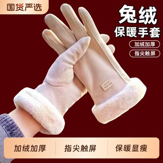 手套冬天女加绒加厚保暖可爱麂皮绒女士骑行防寒骑车防风冬季滑雪