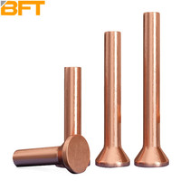 Beifute copper countersunk head rivets percussion flat head solid rivets flat cone head copper sign rivets M2*3 (10