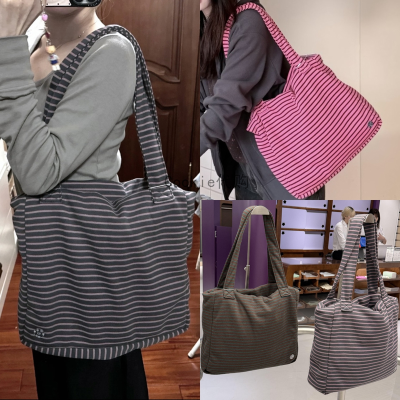 Domestic In-Stock Korean Coyseio 26 New Large-Capacity Striped Shoulder Bag Tote Bag Commuter Underarm Bag