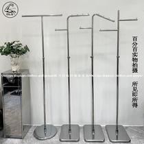 Clothing store island display rack mirror stainless steel coat rack floor-standing adjustable height hanging point hanging shelf