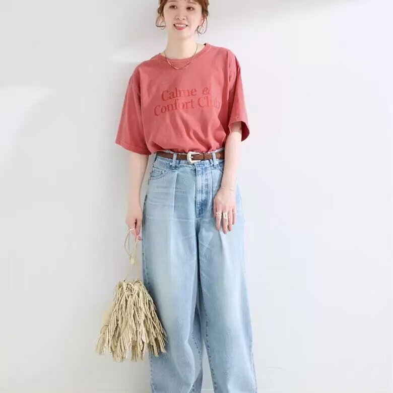 Japanese Style B.C Stock Letter Printed Pre-Dyed Pure Cotton Short-Sleeve T-Shirt Japanese Style B.C Stock Letter Printed Pre-Dyed Pure Cotton Short-Sleeve T-Shirt