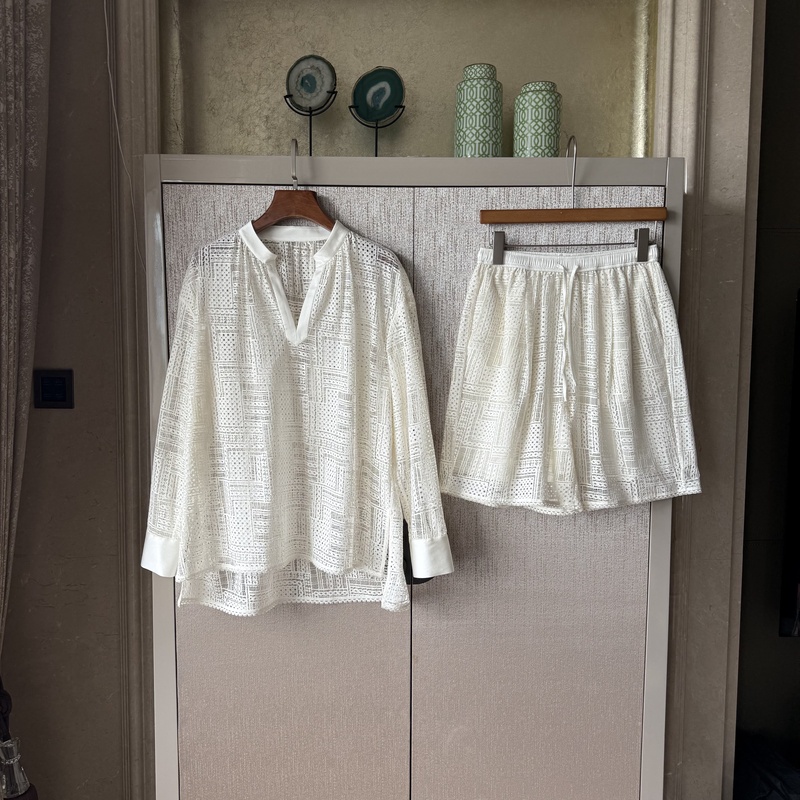 【White Glass】Cotton and Nylon Shirt and Shorts, Fashionable, Versatile, Casual, Solid Color, Simple 【White Glass】Cotton and Nylon Shirt and Shorts, Fashionable, Versatile, Casual, Solid Color, Simple