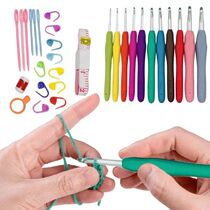 Crochet Hooks Set Blunt Knitting Needles with Case Colorful