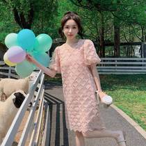 Temperament Fresh Love Embroidered Lace Dress Womens 2023 Summer New Sweet Skirt for Little Celebrities