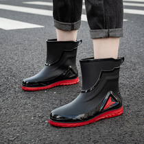 Rain boots new style rubber shoes non-slip wear-resistant outdoor trendy water shoes car wash kitchen chef work waterproof shoes mens rain boots