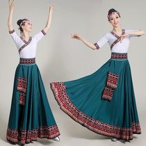 Tibetan ethnic dance tops new V-neck short-sleeved dance school practice clothes Tibetan performance clothes slim-fitting womens styles