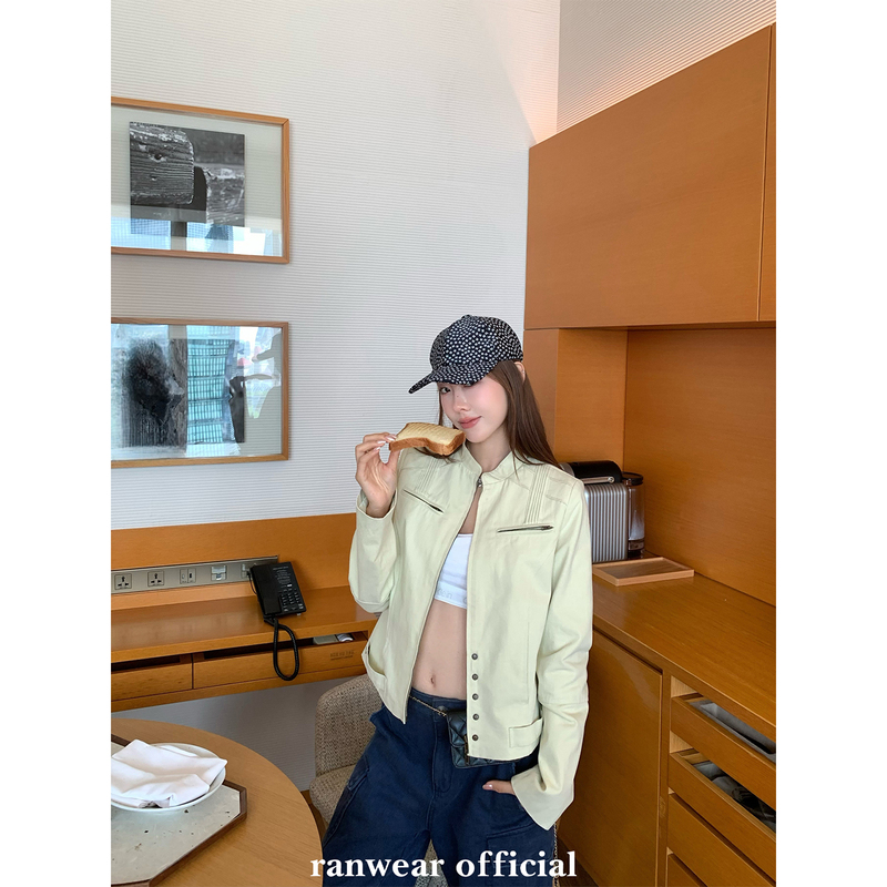 Ranwear【Talent Jacket】100% Cotton Niche Design Versatile Casual Stand-Up Collar Workwear Jacket Coat Ranwear【Talent Jacket】100% Cotton Niche Design Versatile Casual Stand-Up Collar Workwear Jacket Coat