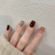 [Savage Girlfriend]Hand-Painted Leopard Print Melard Color Cat-Eye Handmade Wearable Nails, New Autumn and Winter Style, Whitening Nail Stickers