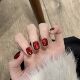 [Drunk Beauty] Retro Ox Blood Red Glass Beads Cat Eye Handmade Wearable Nails Whitening Manicure Finished Nail Stickers
