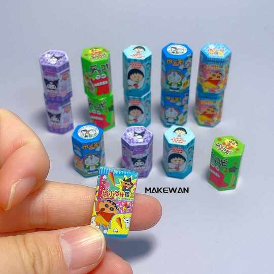 Simulation Mini-Lebensmittelspielzeug Kuromi Xiaoxin sechseckiges Crackerfass Supermarkt Convenience Store Snack DIY Ornament Spielzeug