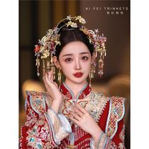 Xiuhe diadème mariée phénix couronne diadème femme rouge or nouveau style chinois mariage Xiuhe vêtements cheveux accessoires mariage style ancien bijoux