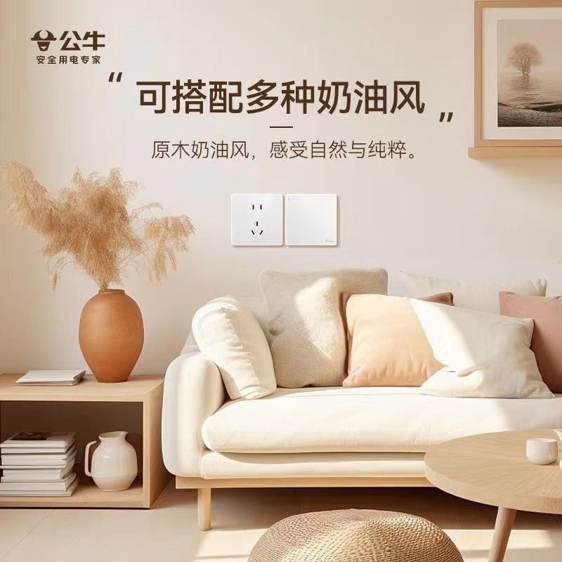 G12.G37 Twilight Snow White Matte Cream Style Panel Home Concealed Single-Gang Five-Hole Air Conditioner Switch Socket