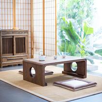Lepu solid wood tatami coffee table new Chinese style bay window table Chinese culture table Japanese style coffee table balcony table simple kangqin