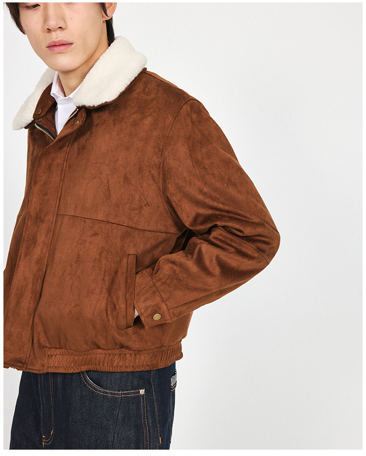 Stay the Night Suede Detachable Faux Fur Collar Jacket