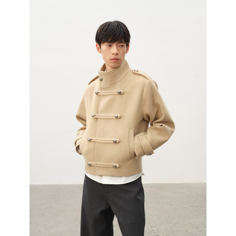"Same Style as Klay Goose" Stay the Night Napoleon Tree-Patterned Woolen Jacket with Diagonal Placket and Stand Collar "Same Style as Klay Goose" Stay the Night Napoleon Tree-Patterned Woolen Jacket with Diagonal Placket and Stand Collar