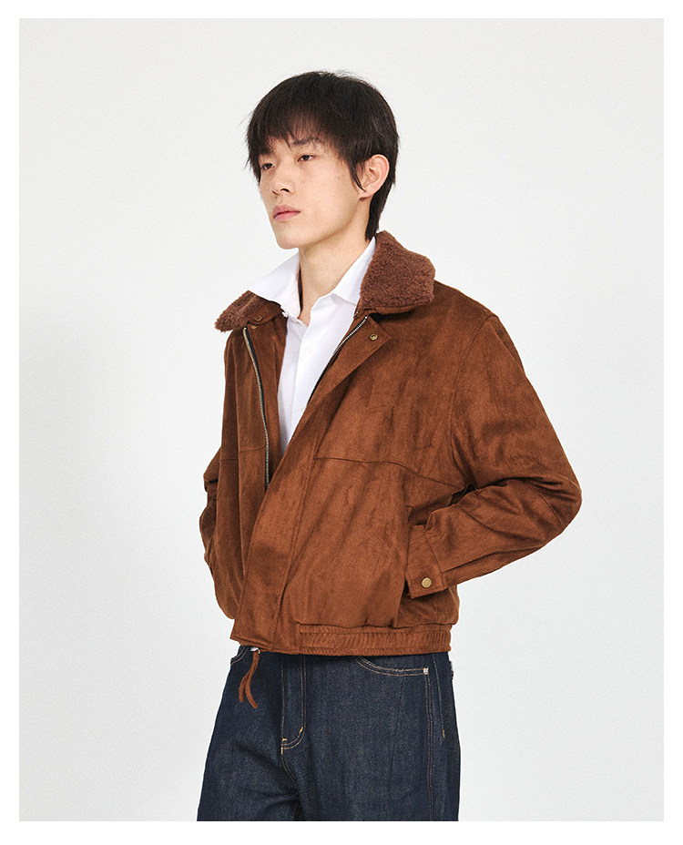 Stay the Night Suede Detachable Faux Fur Collar Jacket