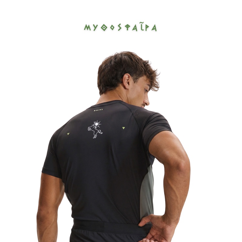 Mythosphere Men's Quick-Drying Sports Short-Sleeved Black Summer Cool-Feeling Skin-Friendly High-Elasticity Slimming Bodysuit Mythosphere Men's Quick-Drying Sports Short-Sleeved Black Summer Cool-Feeling Skin-Friendly High-Elasticity Slimming Bodysuit