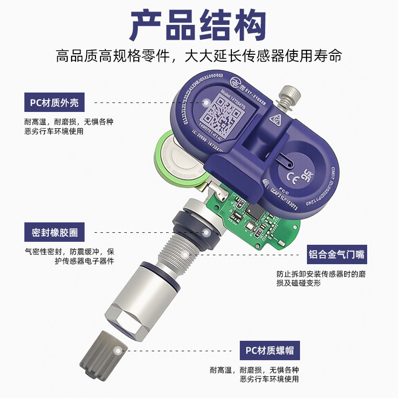 Tesla tire pressure sensor for Model 3, Model Y/S/X, with automatic Bluetooth pairing for original vehicle tire pressure monitoring