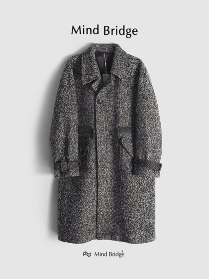 Mind Bridge秋冬新款中长款双排扣羊毛双面呢大衣男士风衣大外套