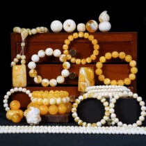 (Third Sister Selection) Amber Beeswax Raw Stone Water Drop Pendant Sweater Necklace Blood Amber Bucket Beads Round Beads Bracelet for Women